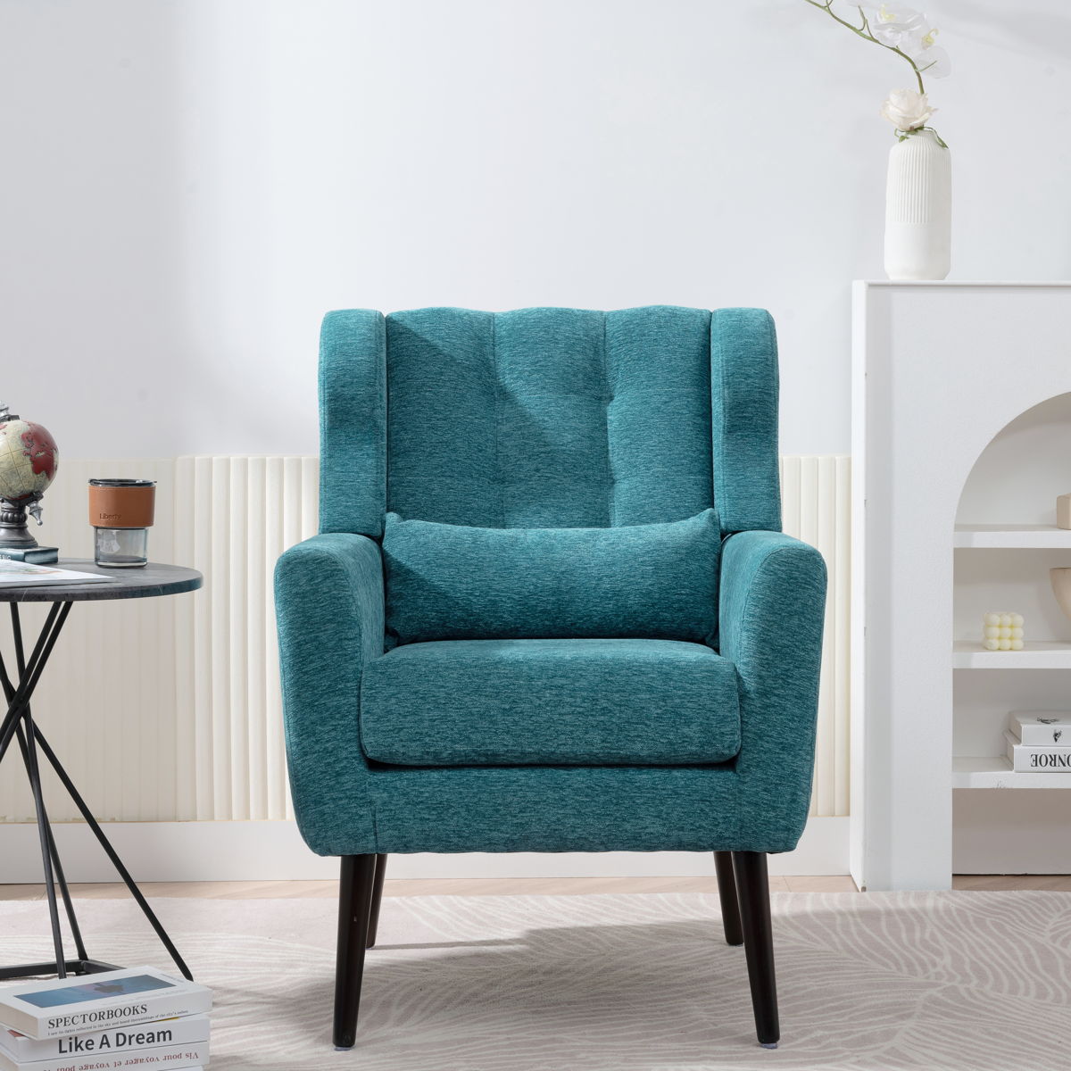 Modern Accent Chair Upholstered Foam Filled Living Room Chairs Comfy Reading Chair Mid-Century Modern Chair With Chenille Fabric Lounge Arm Chairs Armchair For Living Room Bedroom