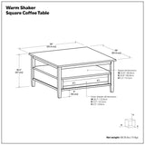 Warm Shaker - Square Coffee Table - Tobacco Brown