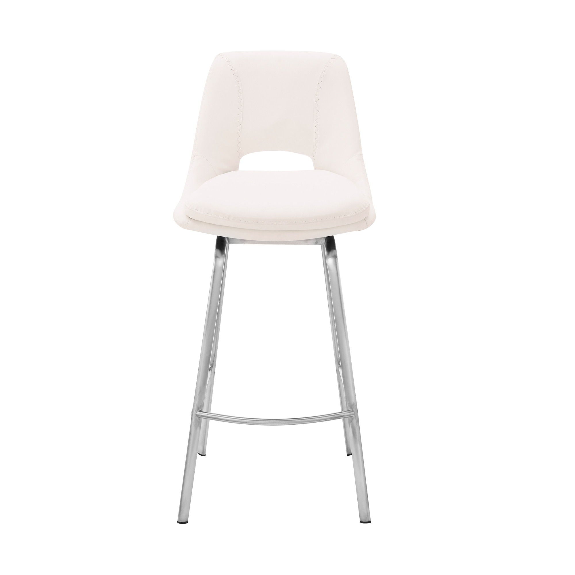 Swivel Low Back Counter Height Bar Chair - White / Silver