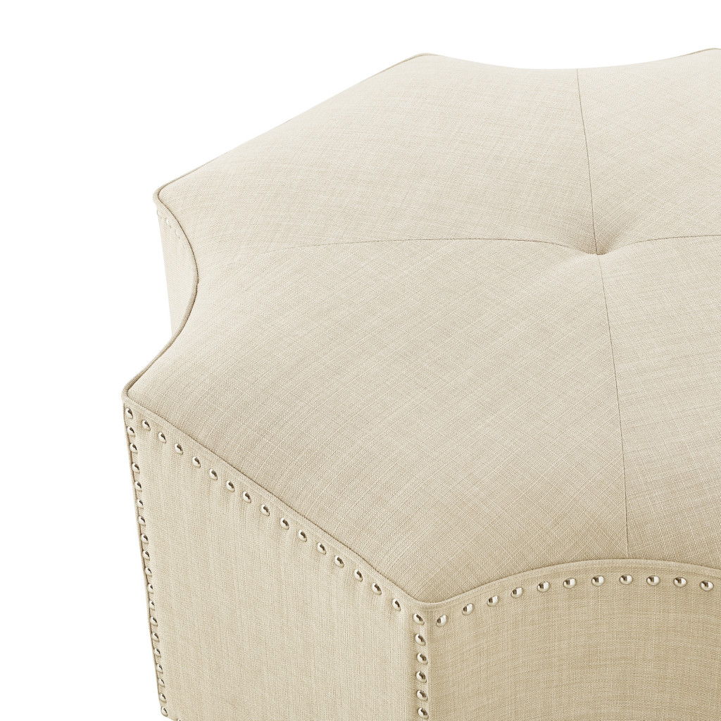 Linen Specialty Cocktail Ottoman - Beige