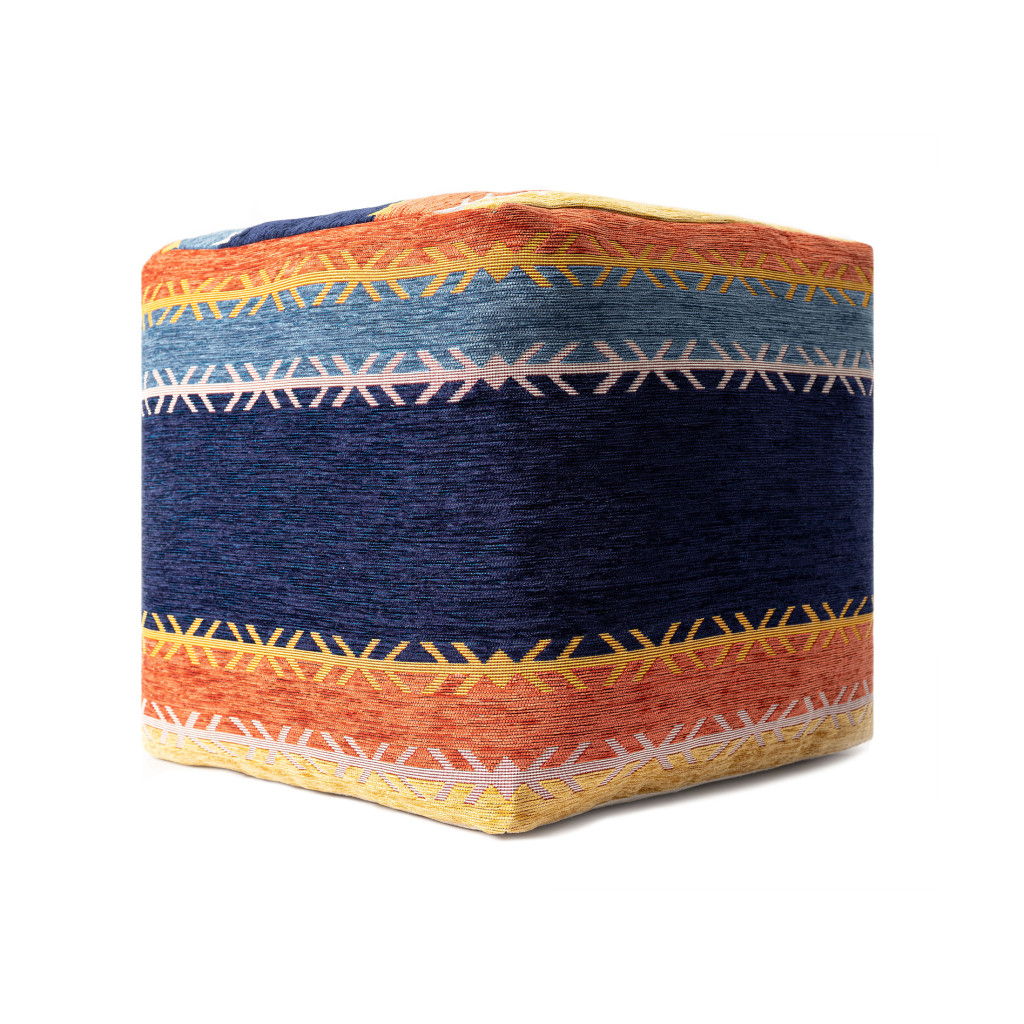 Polyester Blend Ottoman - Multicolored