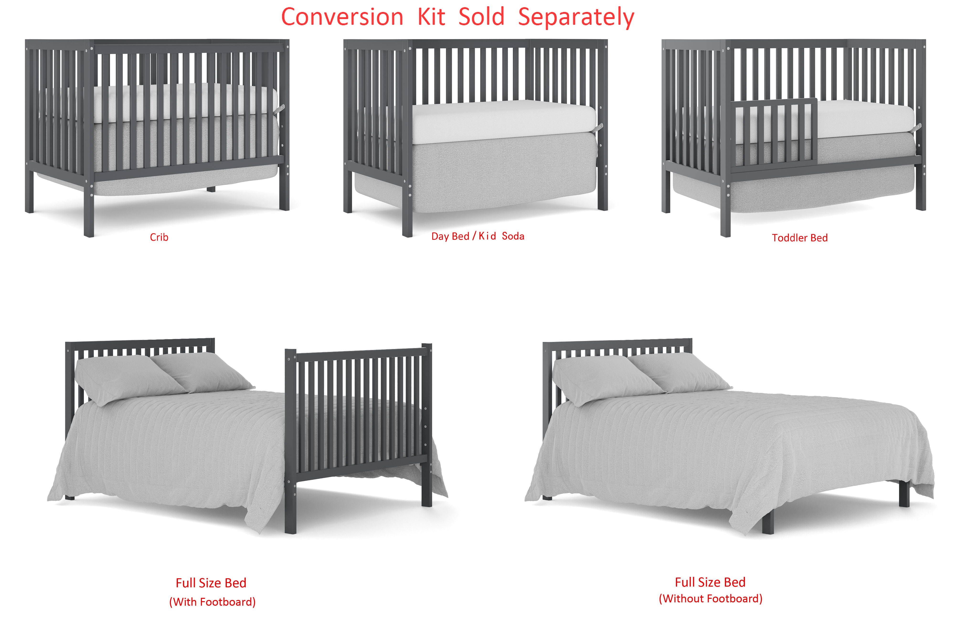 Crib 5 In 1 Convertible, Converts From Baby Crib To Toddler Bed, Fits Standard Full Size Crib Mattress