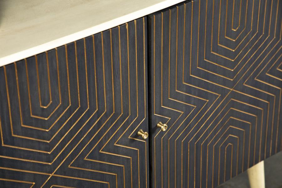 Ixora - 2 Door Wood Accent Cabinet - White Washed And Black by CoasterEssence | Bel Furniture