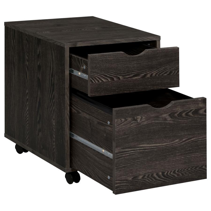 Noorvik - 3 Piece Computer Desk And File Cabinet Set - Dark Oak