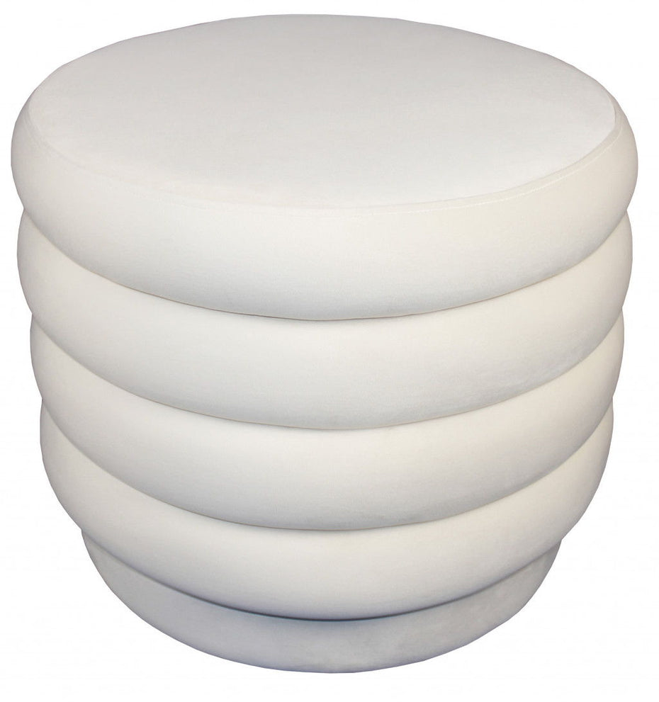 Velvet Tufted Round Cocktail Ottoman - White