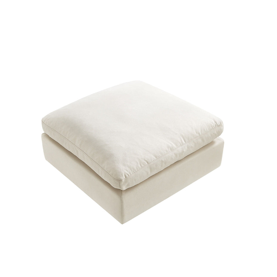 Linen Ottoman - White / Black