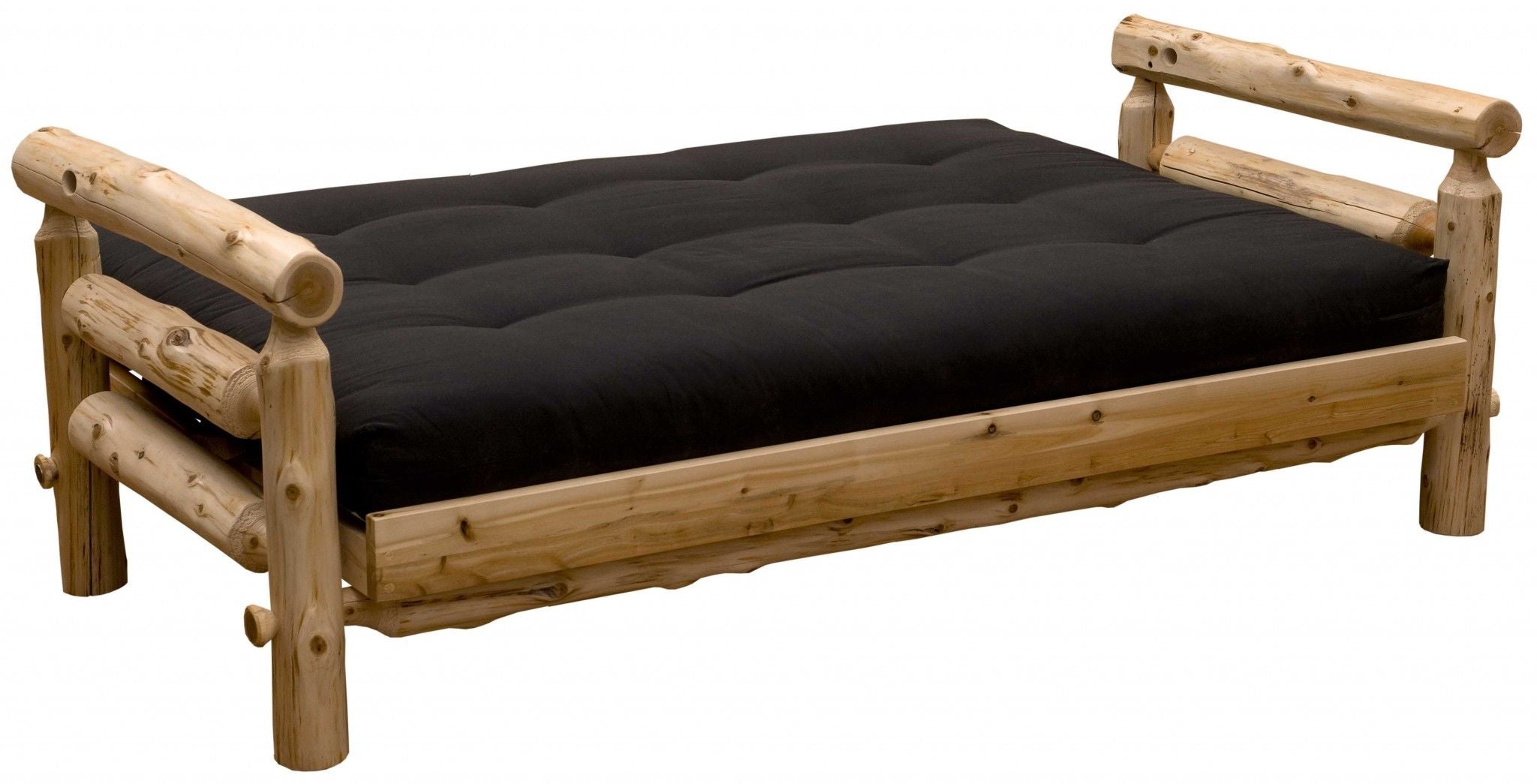 1 Cotton Sleeper Sleeper Sofa With Wood Brown Legs - Black