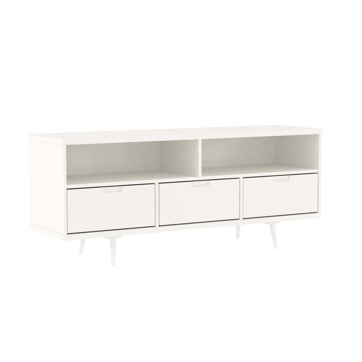 Mid-Century Modern Minimalist 3 Drawer Corner TV Stand For TVs Up To 58 White 24"W x "D x 15.75"H by Walker Edison | Bel Furniture