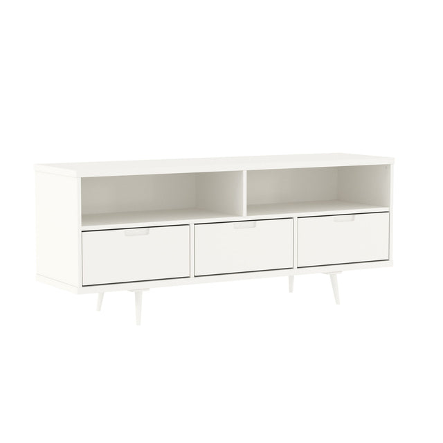 Mid-Century Modern Minimalist 3 Drawer Corner TV Stand For TVs Up To 58 White 24"W x "D x 15.75"H by Walker Edison | Bel Furniture