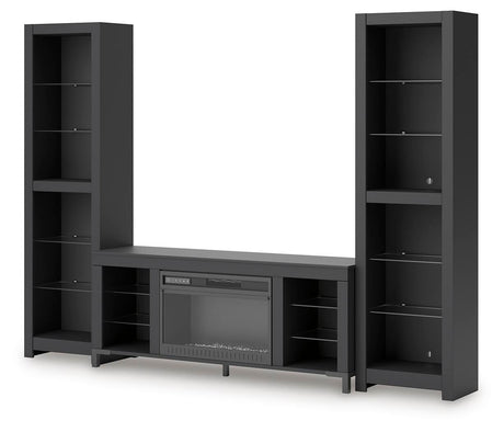 Cayberry - 3-Piece Entertainment Center With Electric Fireplace - Black - view 9