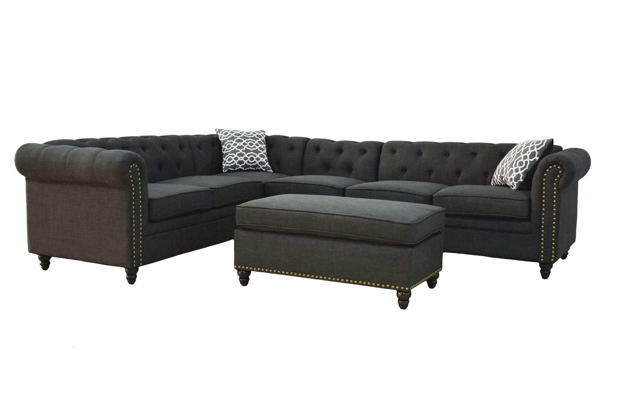 Linen L Shaped Two Piece Corner Sectional - Charcoal