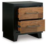 Kraeburn - Brown / Black - Two Drawer Night Stand by Benchcraft® | Bel Furniture