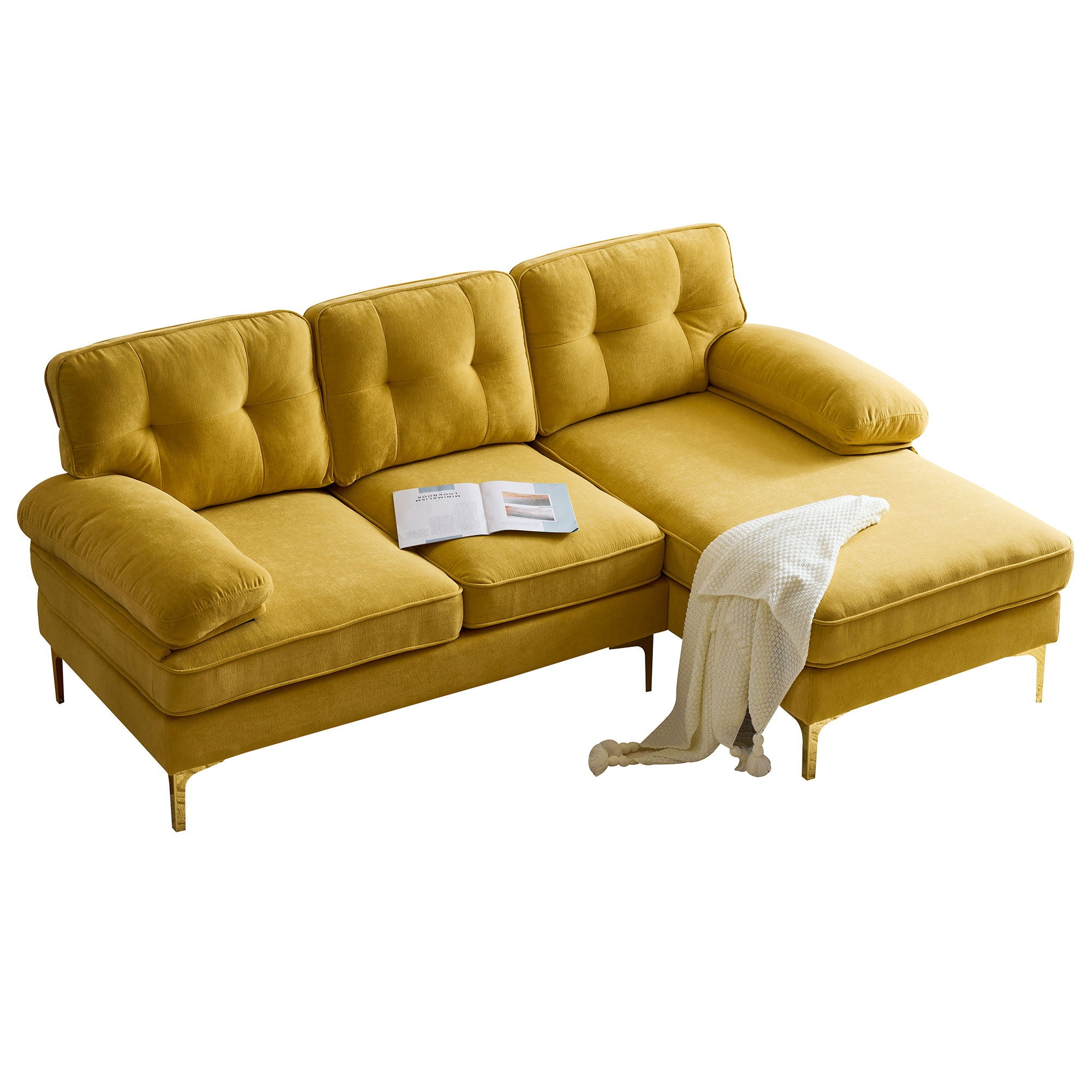 Modern Sectional Sofas Couches Velvet L Shaped Couches For Living Room, Bedroom