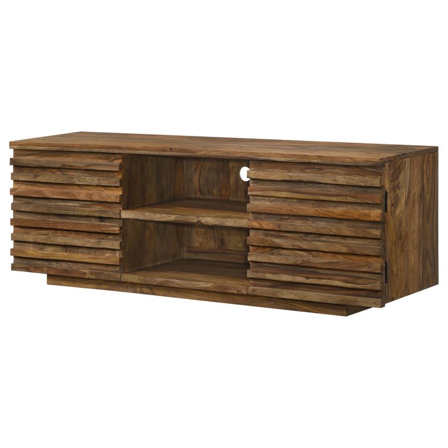 Julia - 2 Door Solid Sheesham Wood TV Stand - Natural