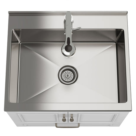 Laundry Cabinet With Faucet And Stainless Steel Sink - White by Simpli-Home | Bel Furniture