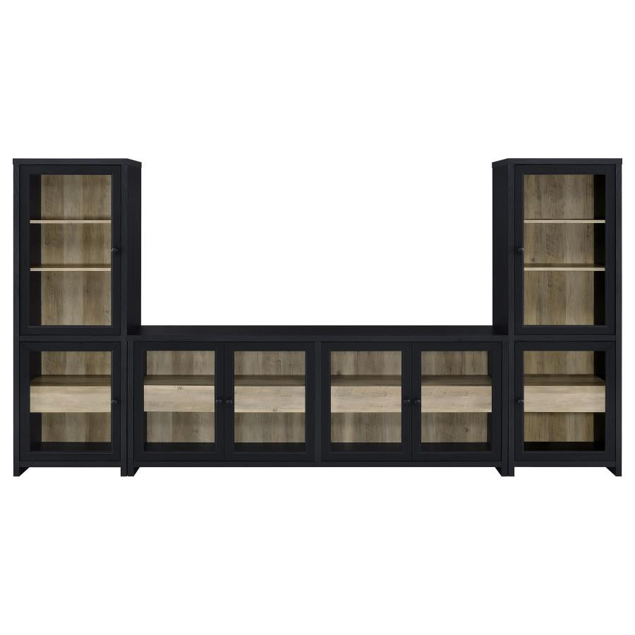 Denison - 3 Piece Entertainment Center 79" TV Stand - Black
