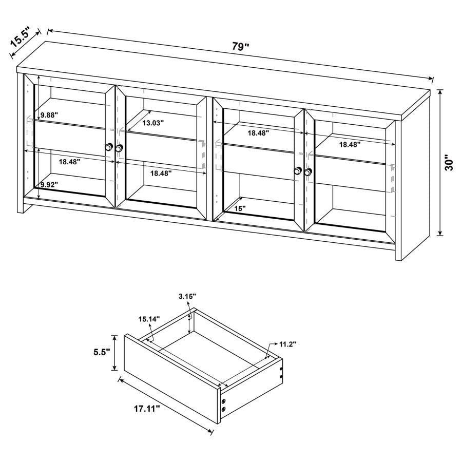 Denison - 79" 4-Door TV Stand Media Console - Black