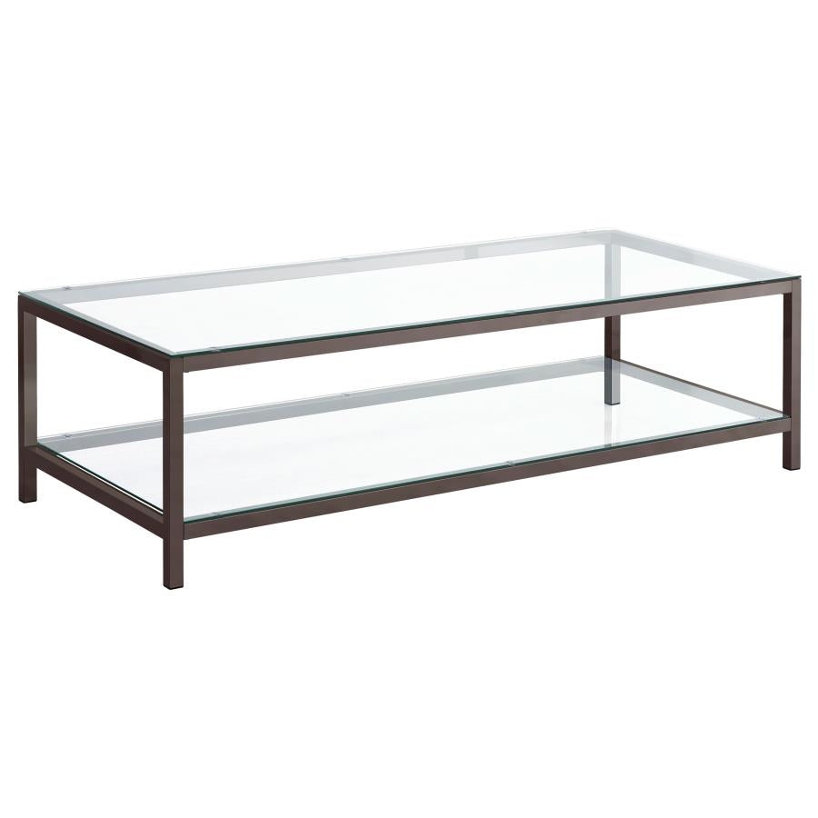 Trini 1-Shelf Glass Top Coffee Table Black Nickel