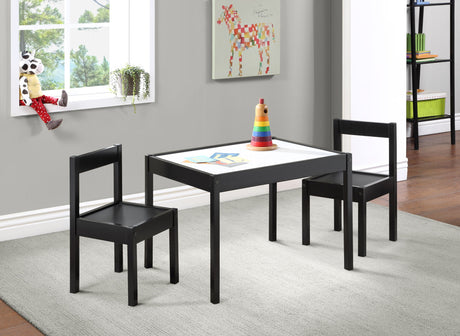 Gibson - 3-Piece Dry Erase Kids Table & Two Chair Set Black by Simple Living | Bel Furniture