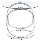 Warren - 3 Piece Oval Glass Top Coffee Table Set - Chrome