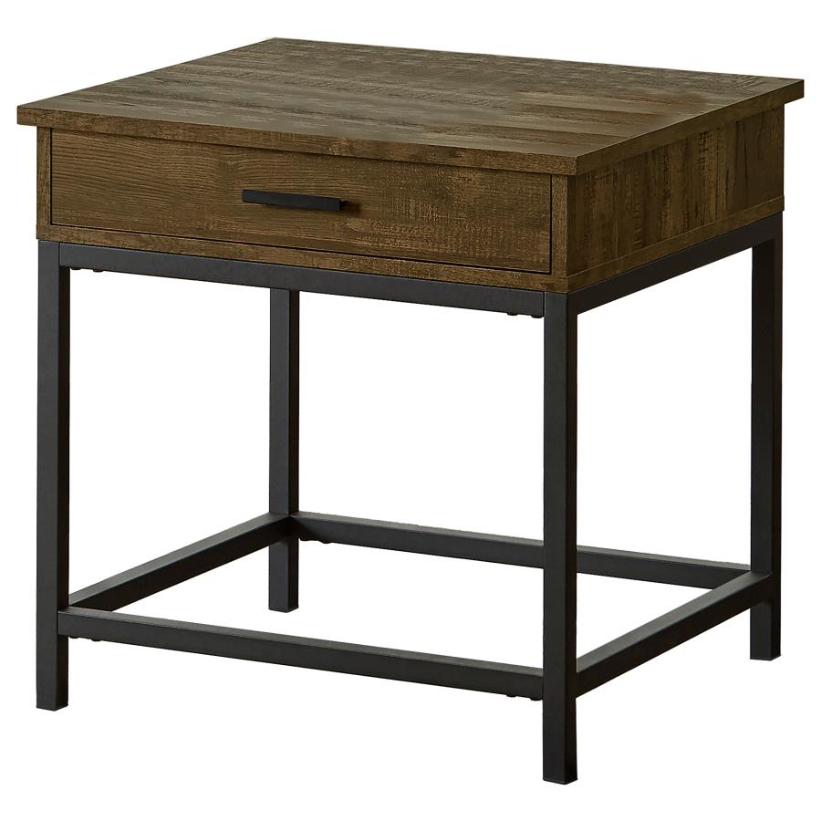Byers 1-Drawer Square Engineered Wood End Table Brown Oak