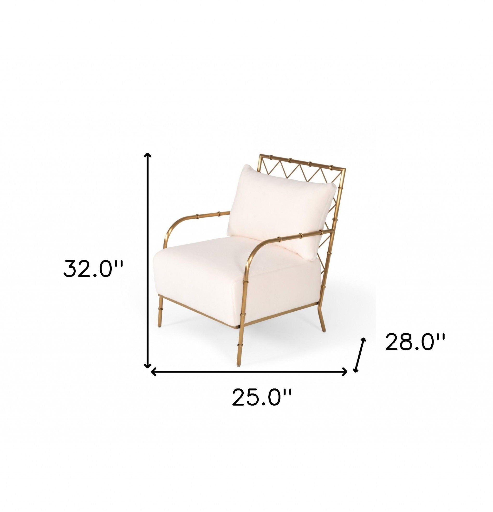 Stylish Velvet A Frame Accent Chair - White / Gold