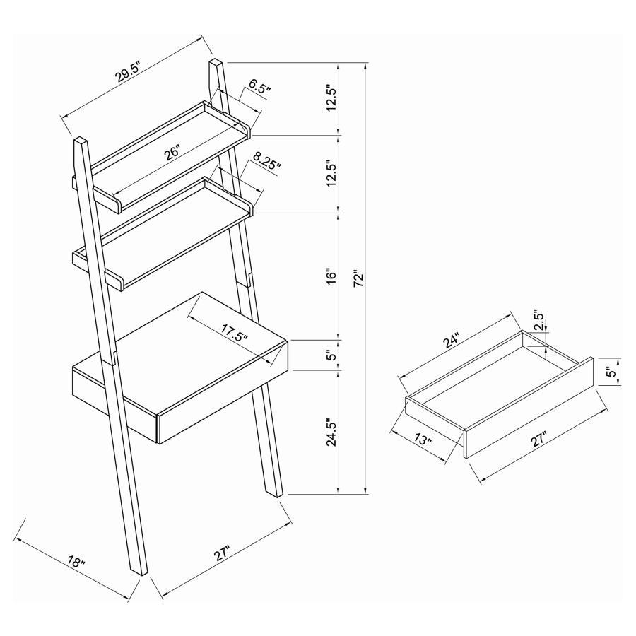 Colella - 1-Drawer Ladder Desk With Shelf - Cappuccino