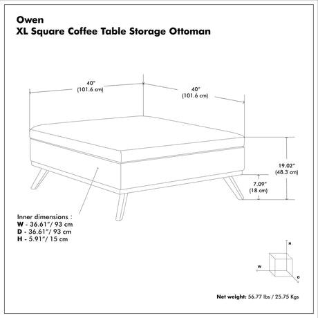 Owen - Multifunctional Square Coffee Table Storage Ottoman - view 38