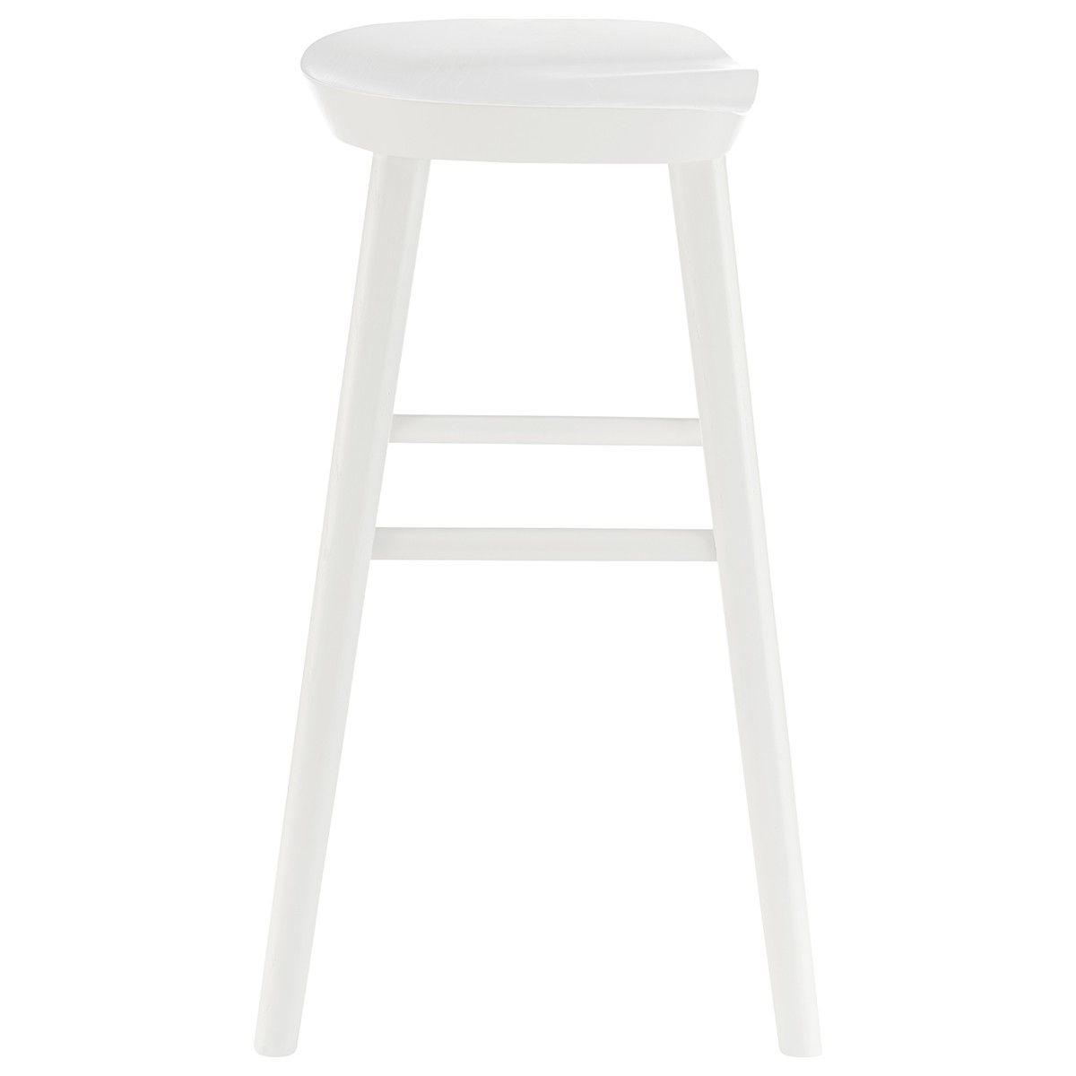 Solid Wood Backless Counter Height Bar Chair - White