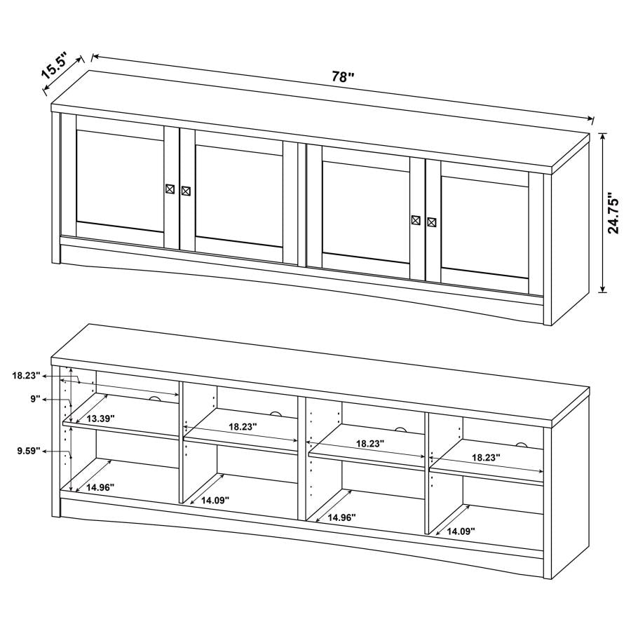 Laughlin - 4 Door Engineered Wood TV Stand - Dark Pine