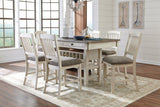 Bolanburg - Rectangular Counter Table Set Beige 7 Pc. - Rectangular Dining Room Counter Table, 6 Upholstered Barstools by Signature Design by Ashley® | Bel Furniture