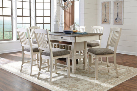 Bolanburg - Rectangular Counter Table Set Beige 7 Pc. - Rectangular Dining Room Counter Table, 6 Upholstered Barstools by Signature Design by Ashley® | Bel Furniture