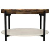 Adhvik - Round Table With Marble Shelf by Coaster Fine Furniture | Bel Furniture
