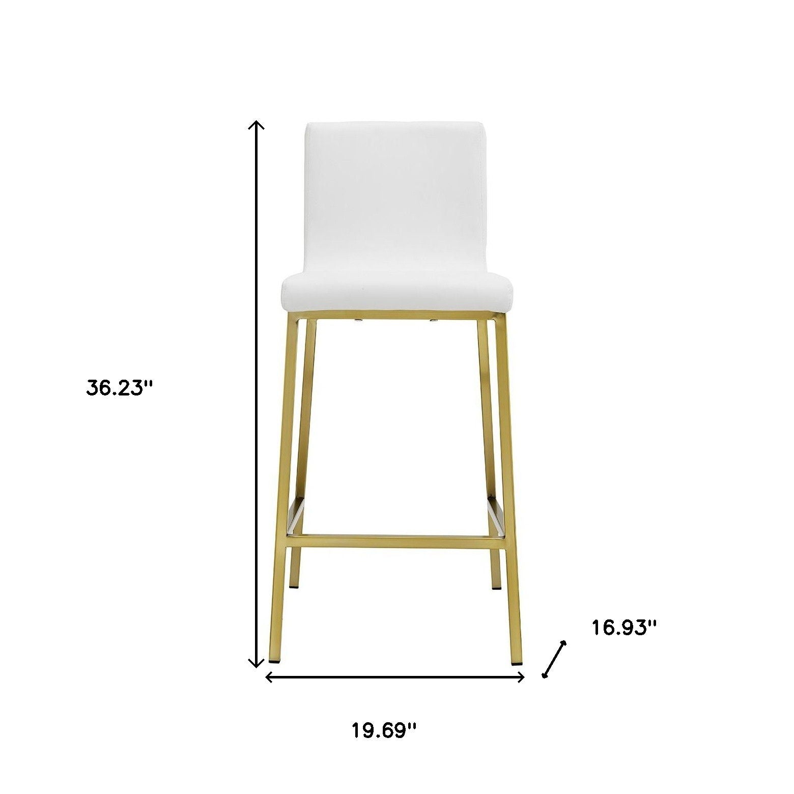 Steel Low Back Counter Height Bar Chairs (Set of 2) - White / Gold