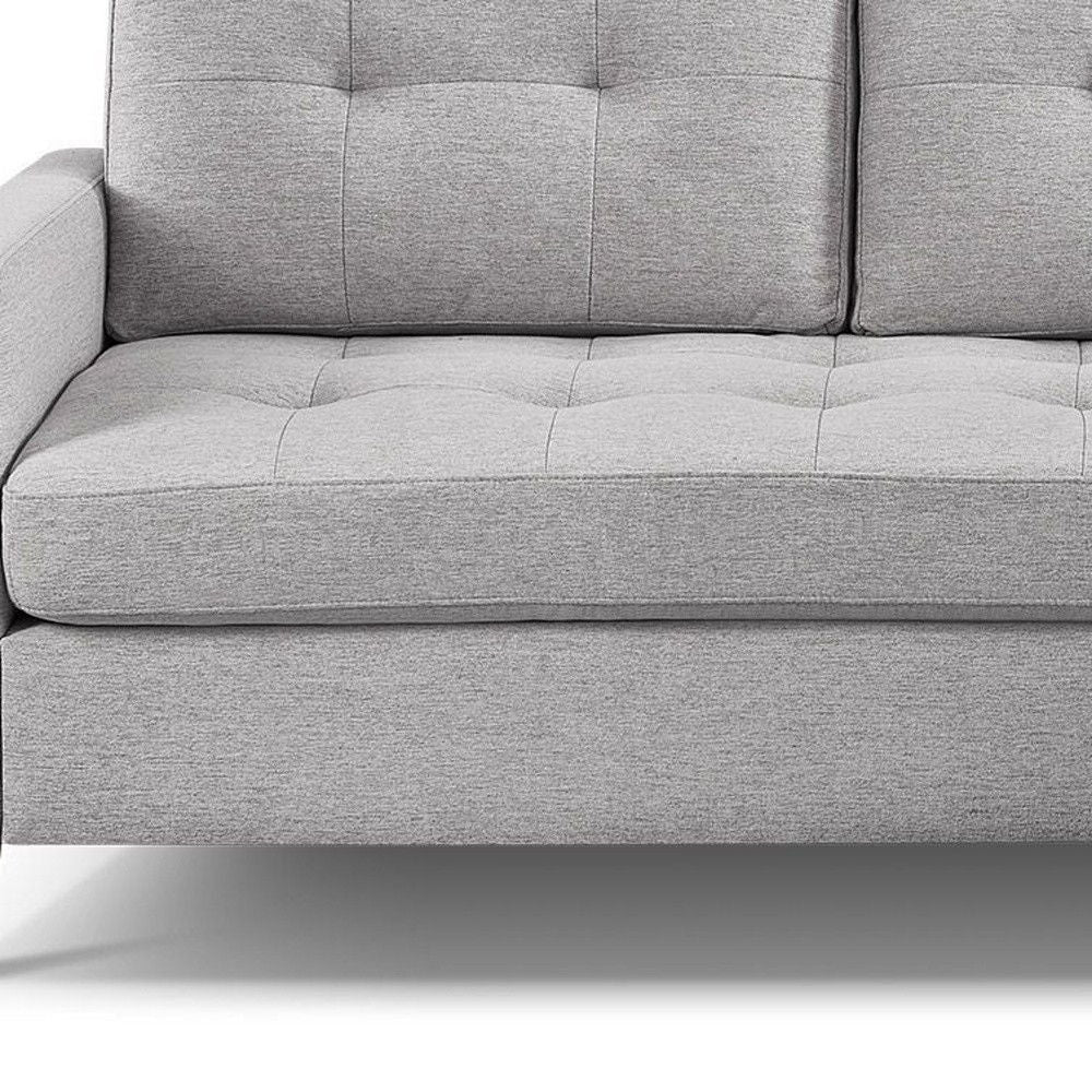 Polyester Blend Sofa With Ottoman With Natural Legs - Light Gray