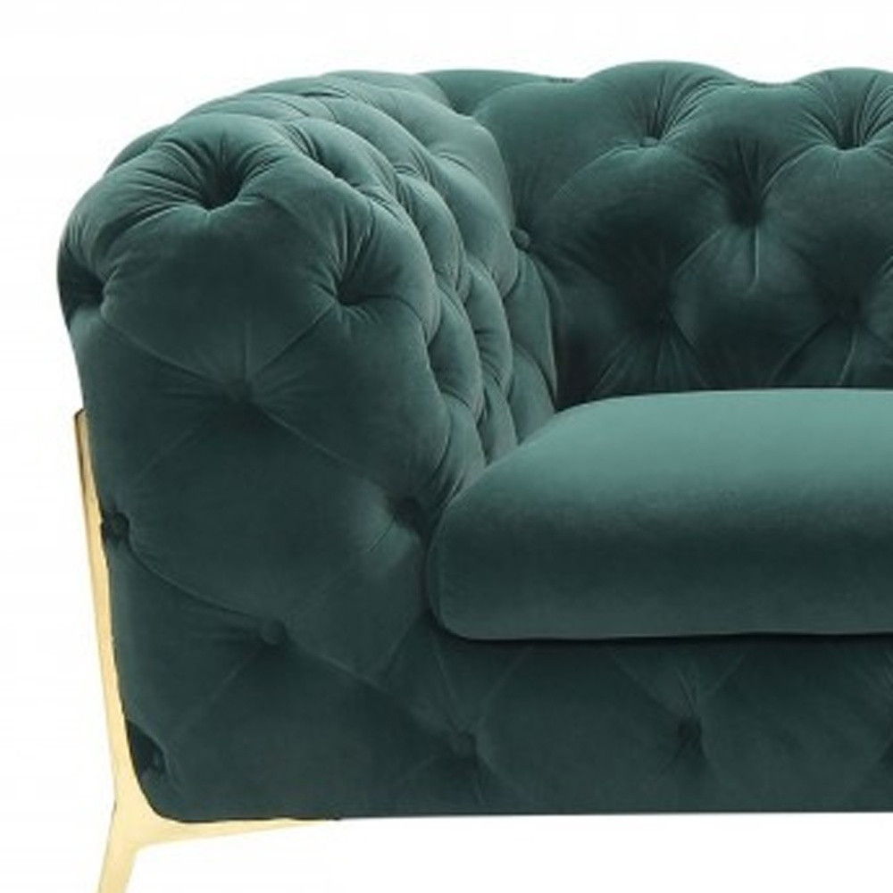 Velvet Loveseat - Emerald Green / Gold