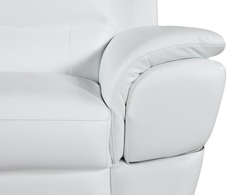 Leather Sofa - White / Silver