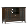 Bedford - Handcrafted Tall TV Media Stand Dark Brown by Simpli-Home | Bel Furniture