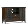Bedford - Handcrafted Tall TV Media Stand Dark Brown by Simpli-Home | Bel Furniture