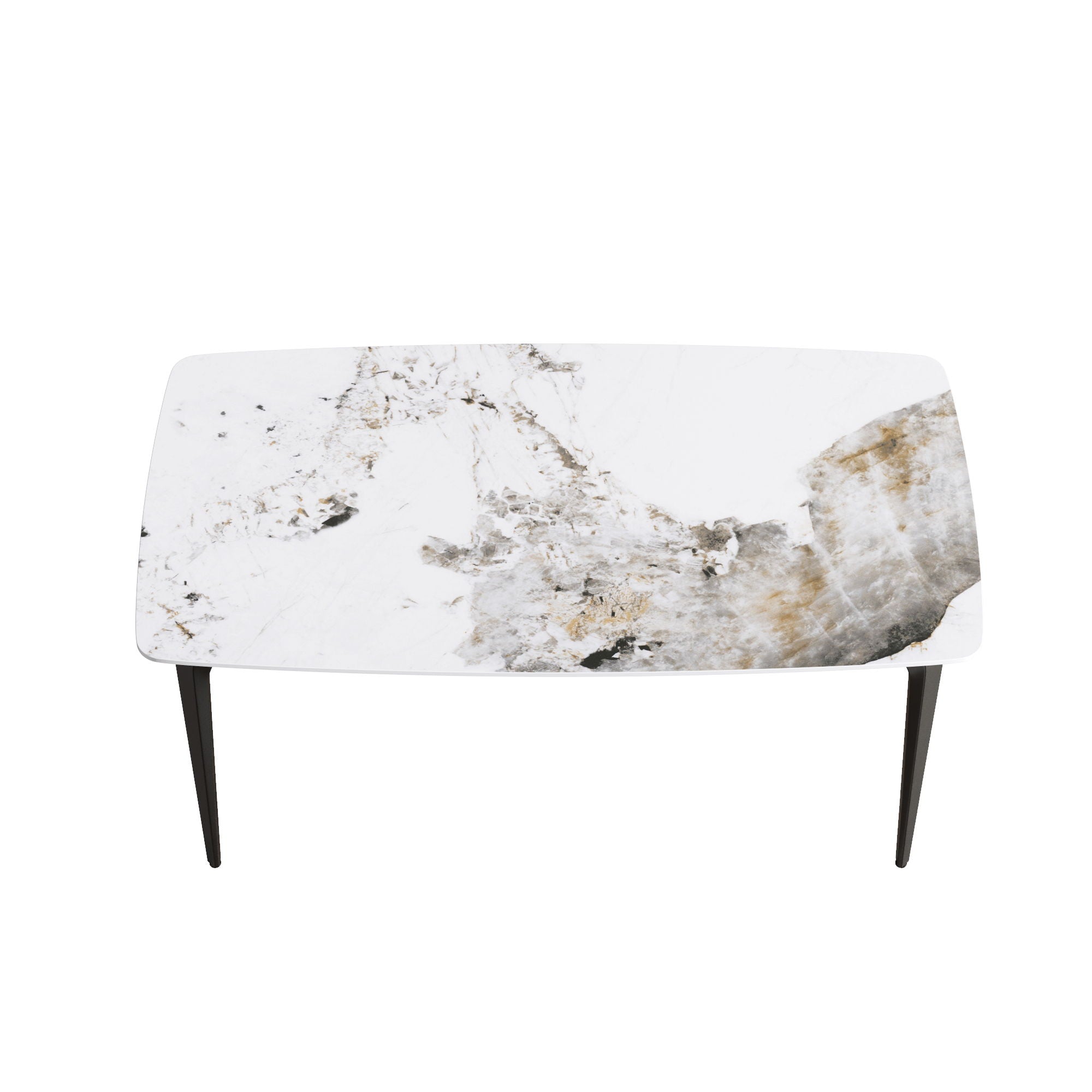 Modern Artificial Stone Pandora Curved Leg Dining Table 6 People - Antique White