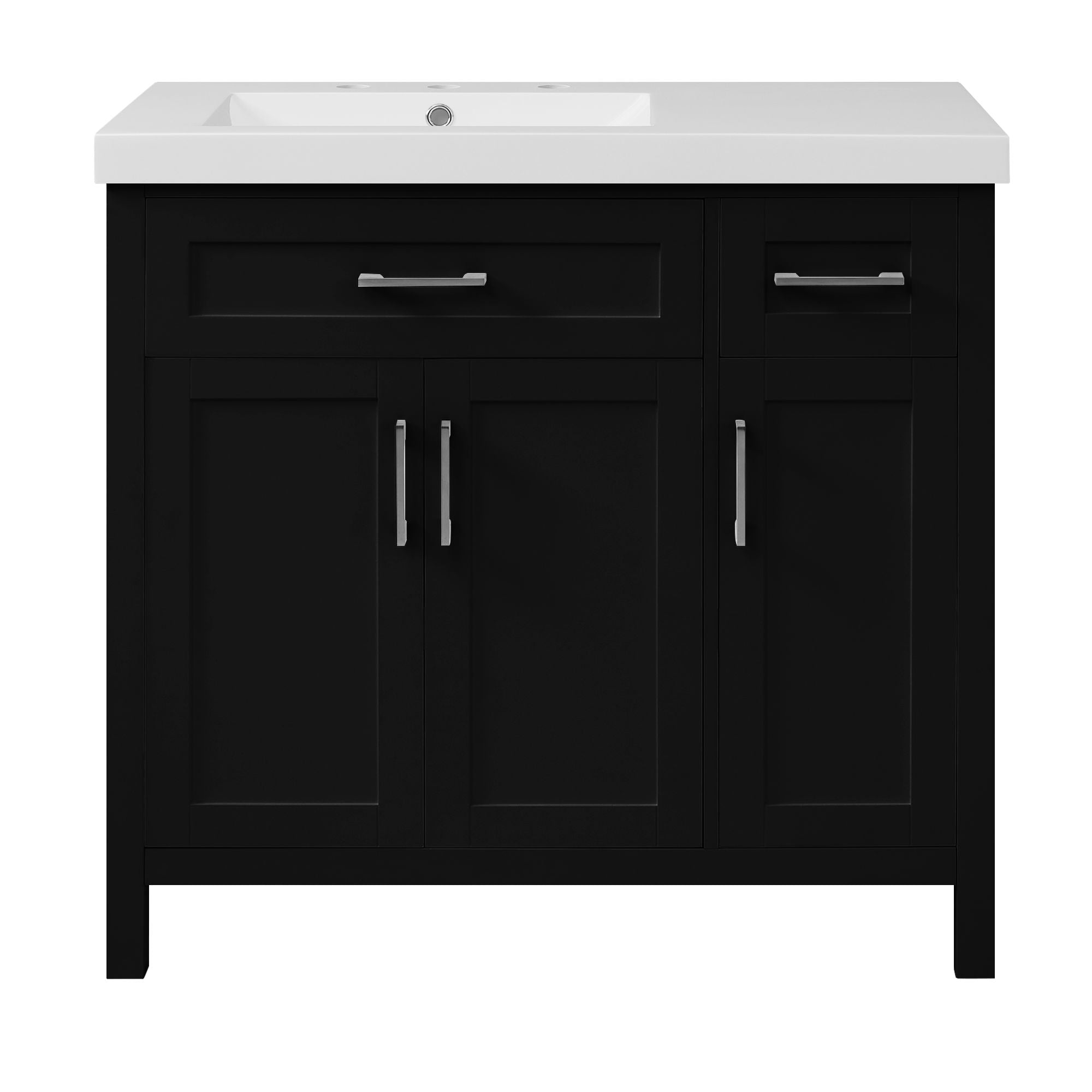 Bathroom Vanity Cabinet With Resin Integrated Sink - 2 Drawers, 3 Doors