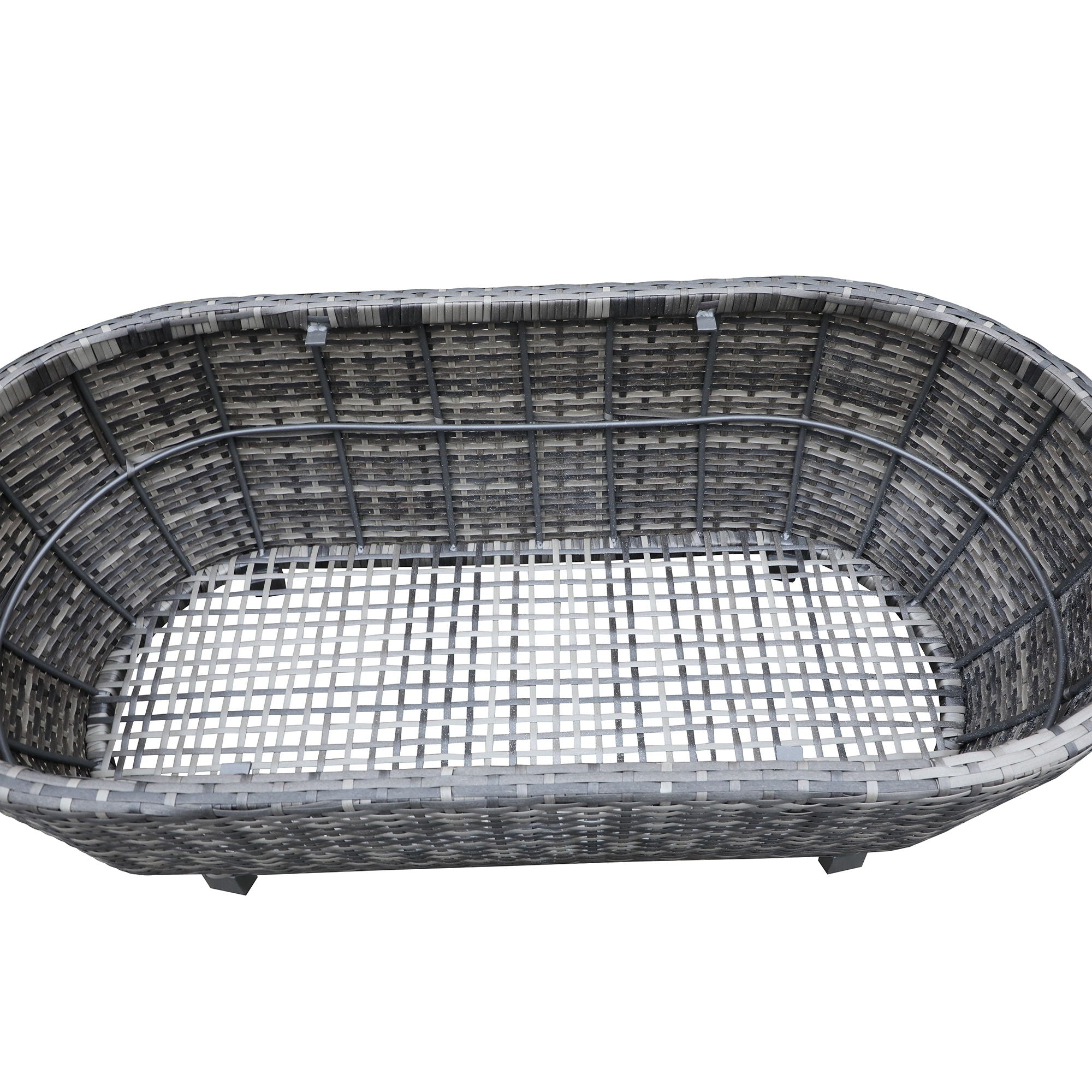 Modern Outdoor Wicker Oval Coffee Table With Storage - Black Tourmaline