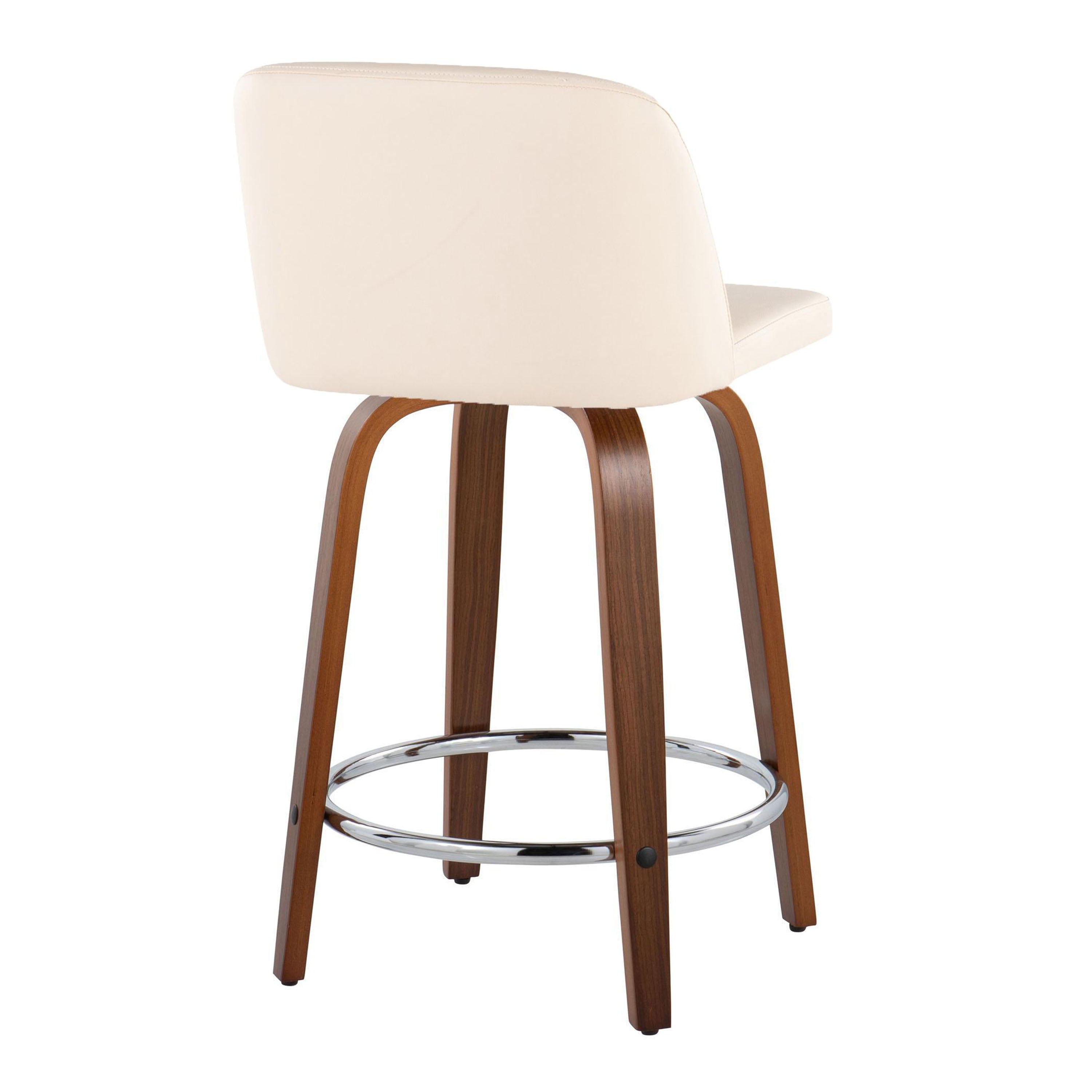 Toriano - Mid Century Modern Fixed Height Counter Stool With Swivel With Round Footrest (Set of 2)