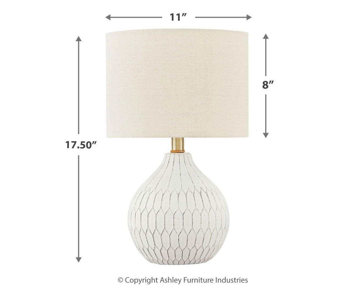 Wardmont - White - Ceramic Table Lamp by Signature Design by Ashley® | Bel Furniture