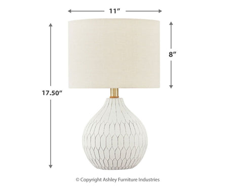 Wardmont - White - Ceramic Table Lamp by Signature Design by Ashley® | Bel Furniture