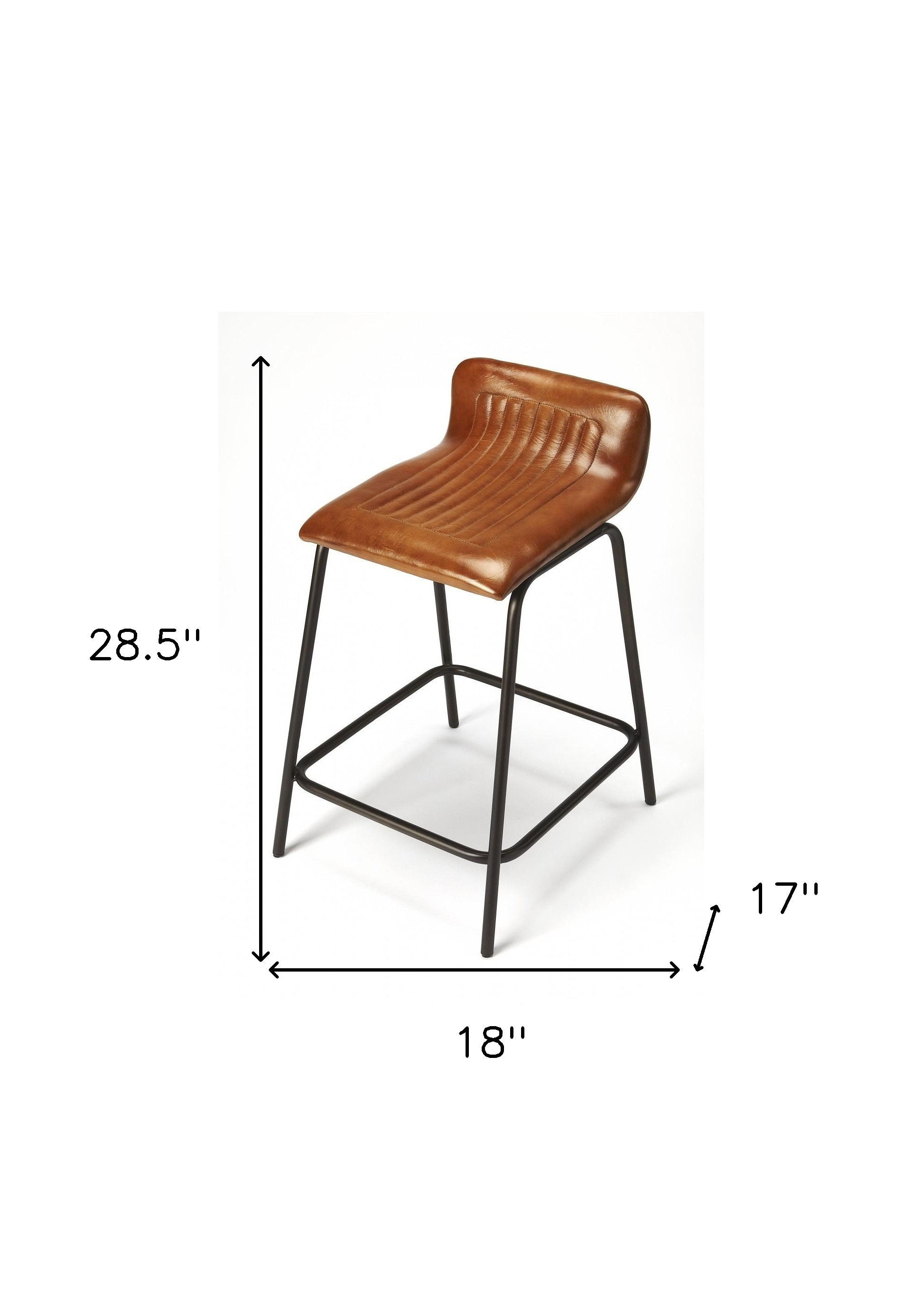 Iron Counter Height Bar Chair - Brown / Black