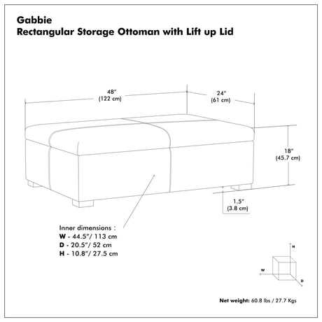 Gabbie - Coffee Table Upholstered Storage Ottoman - view 20