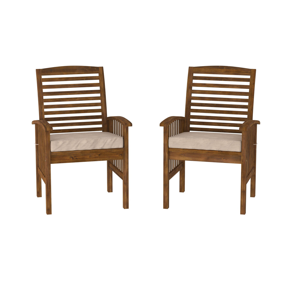 Modern 2 Piece Slat Back Patio Chairs With Cushions by Walker Edison | Bel Furniture