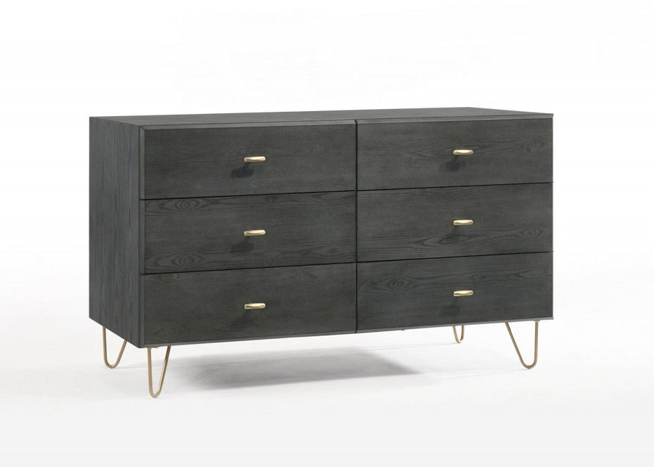 Six Drawer Double Dresser - Dark Gray