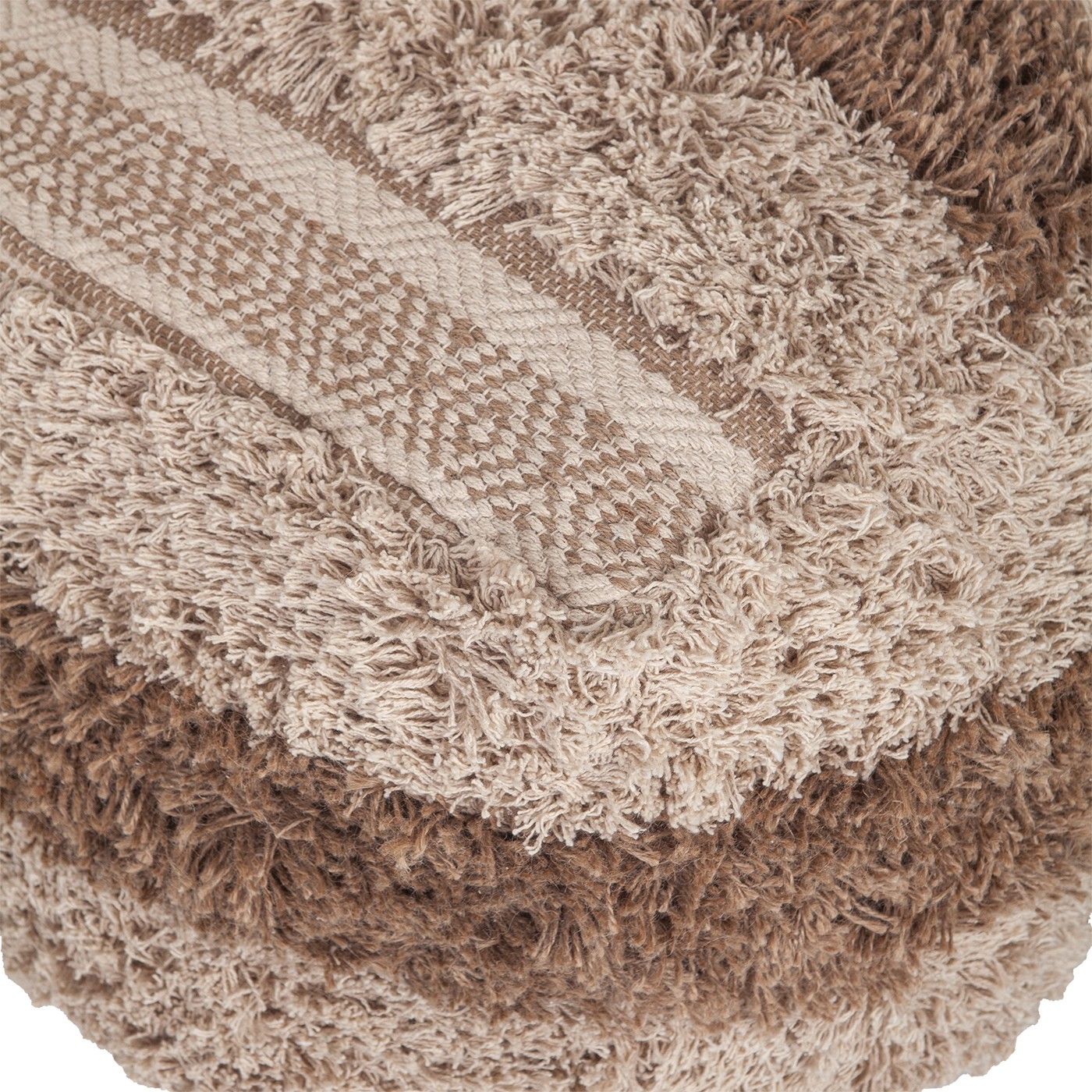 Boho Shaggy Textured Pouf - Khaki